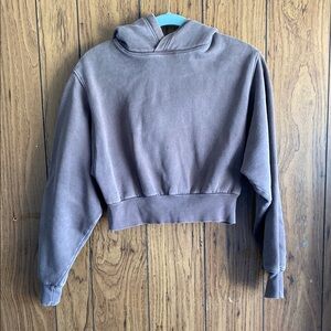 TNA Gray Cropped Boxy Hoodie